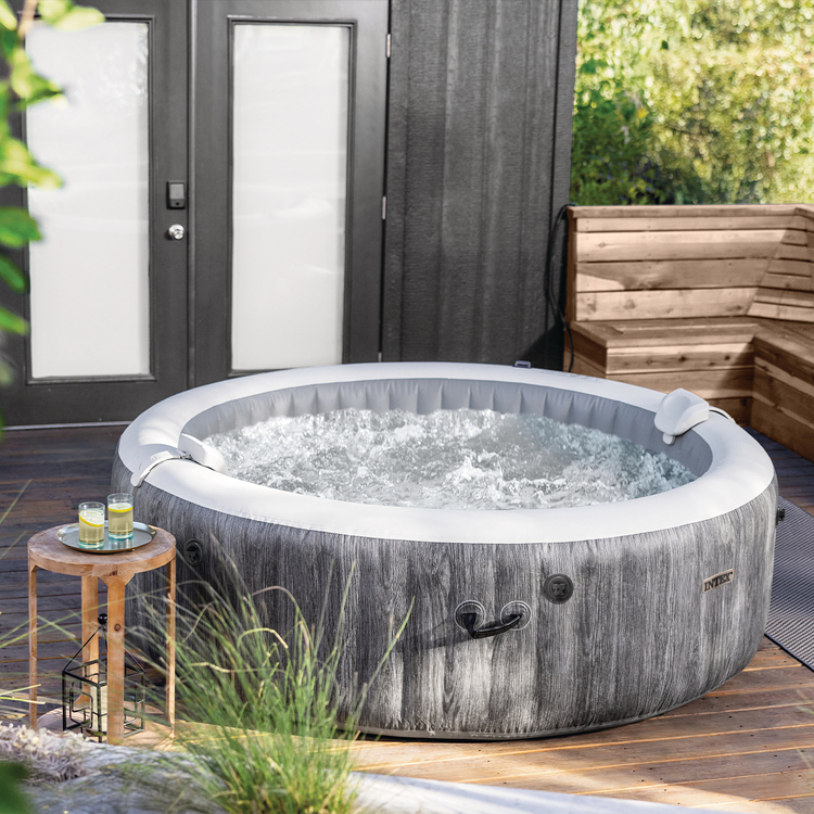 Spa gonflable 6 places Baltik | Rond | Effet bois cérusé | INTEX