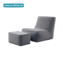 Fauteuil gris avec pouf