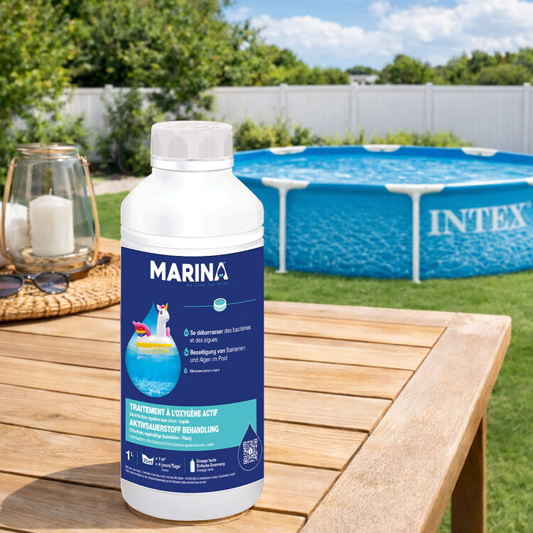 888275 Traitement à l'Oxygène actif pour petites piscines 1L Marina