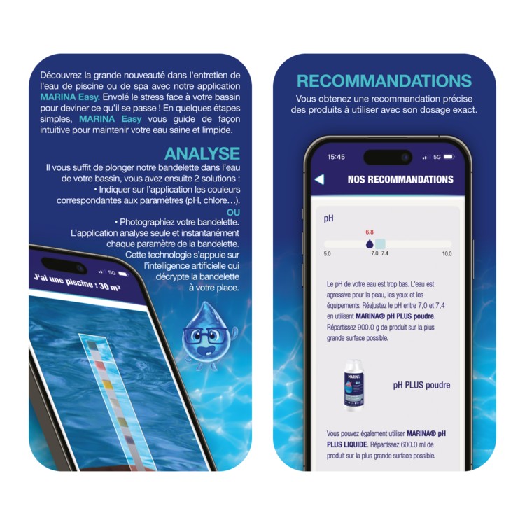Bandelettes de test pour piscines et spas Marina